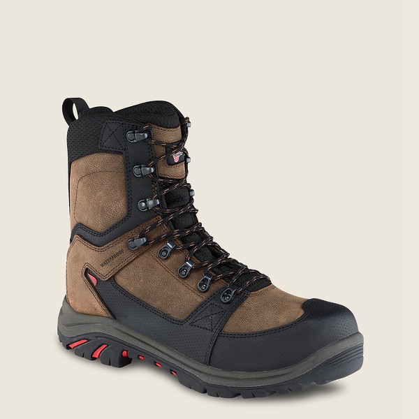 Mens Red Wing Trades - 8-inch Insulated Waterproof Toe - Safety Boots Brown/Black - JQE451920